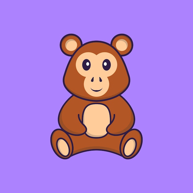 Cute monkey is sitting. Animal cartoon concept isolated.