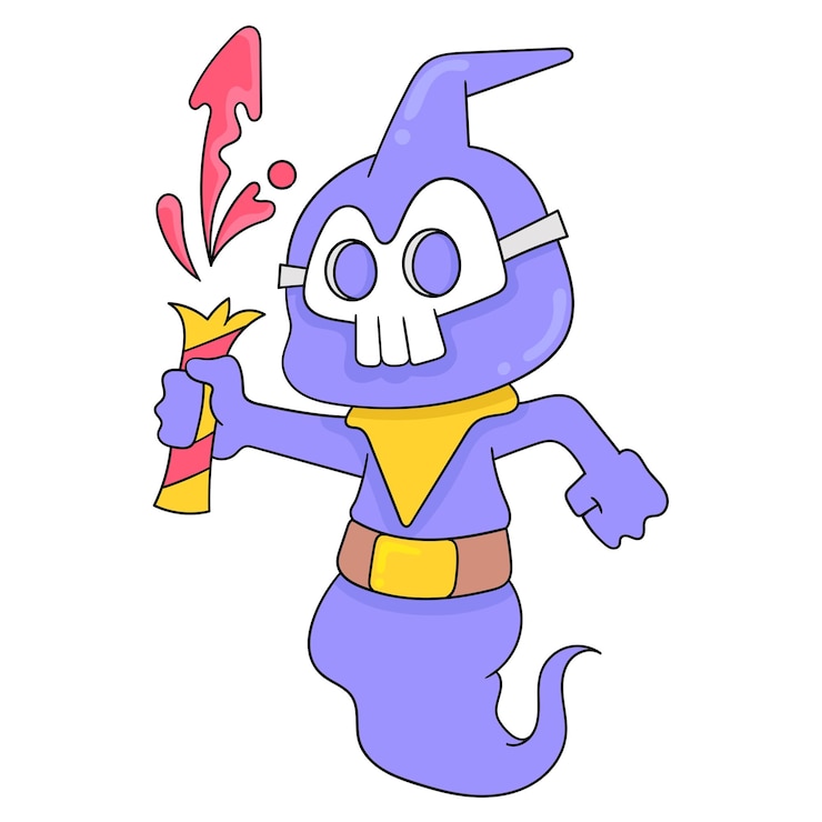 Vector cute monsters are setting off new year celebration firecrackers doodle icon image kawaii