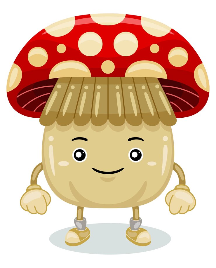Vector cute mushroom character in flat design style