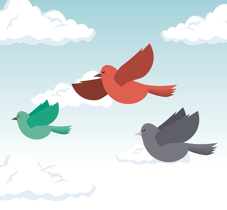 Vector cute ornamental bird icon 