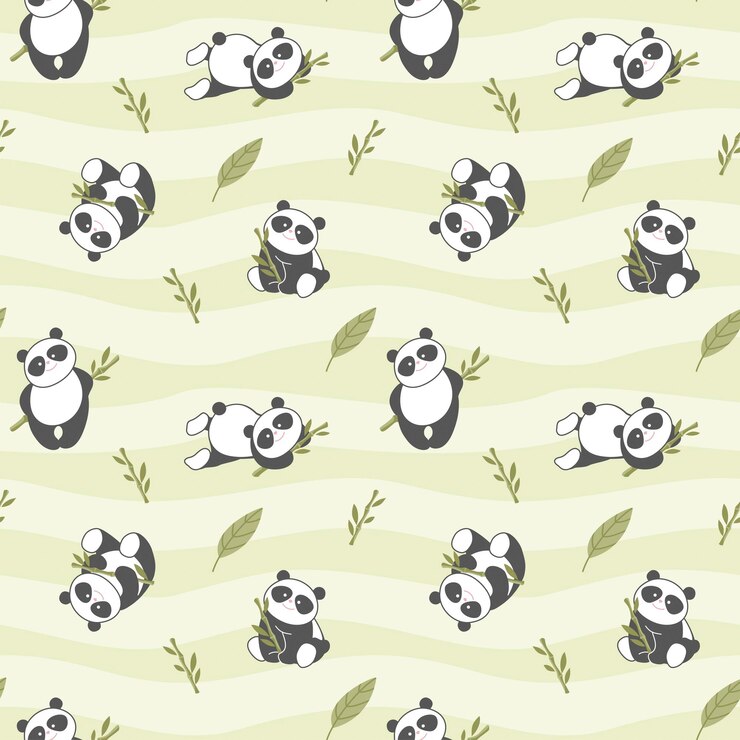 Cute panda bear kids illustration Seamless pattern for fabric wrapping textile wallpaper