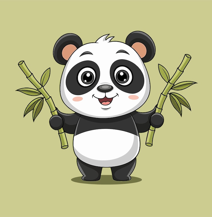 Vector cute panda cartoon vector illustration with bamboo