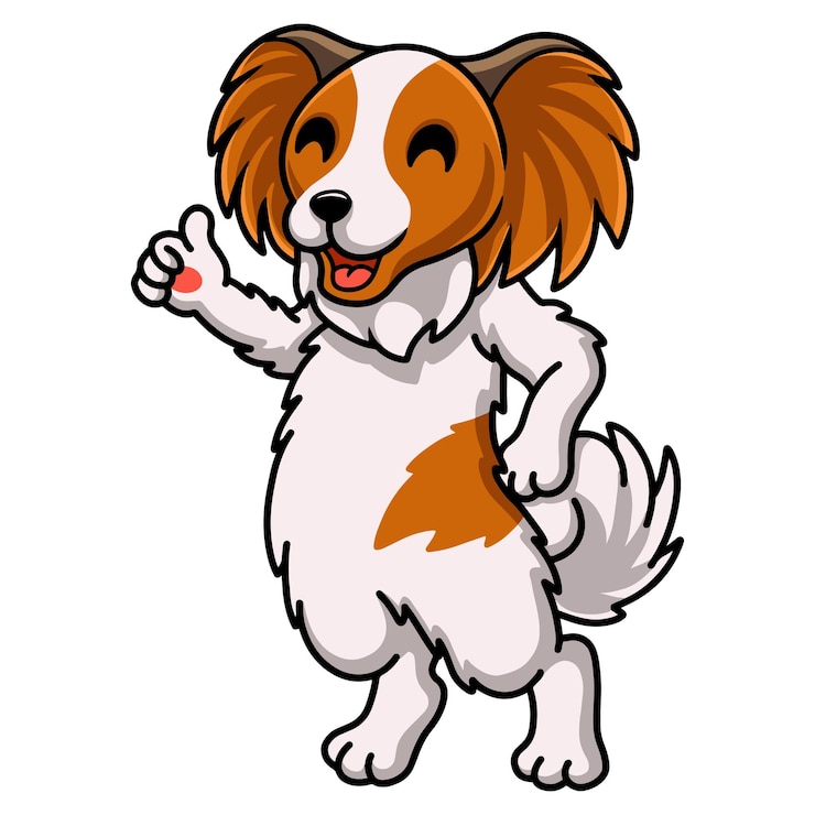 Vector cute papillon dog cartoon giving thumb up