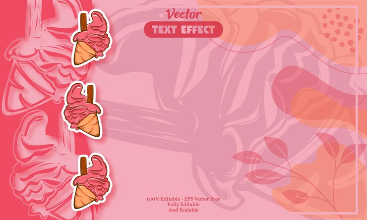 Vector cute pink ice cream hand drawn pattern background