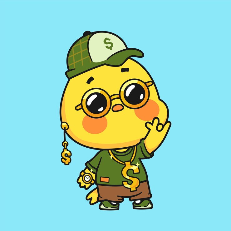 Vector cute rich gold duck cartoon vector