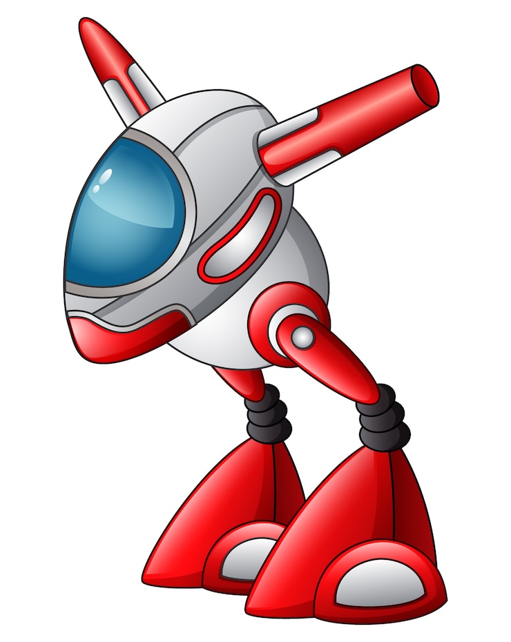Vector cute robot cartoon character isolated on white background