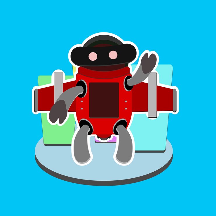 Vector cute robot character vector illustration