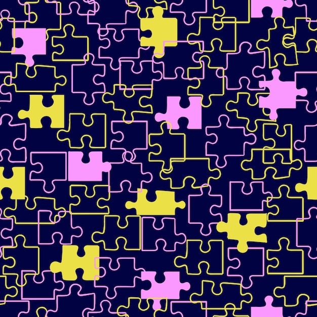 cute seamless print with puzzles on a dark background