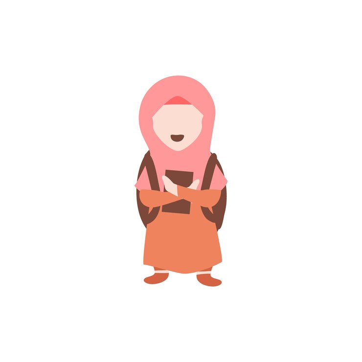 Vector cute set of childrens islamic clothes asian
