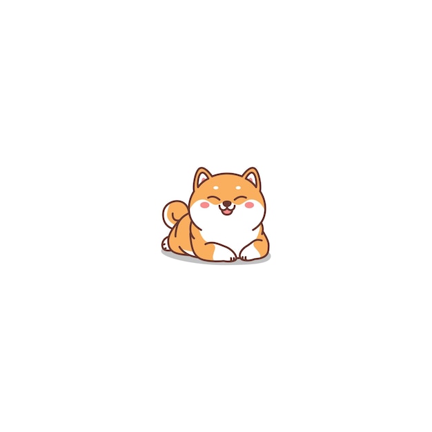 Cute shiba inu dog laying down cartoon vector illustration