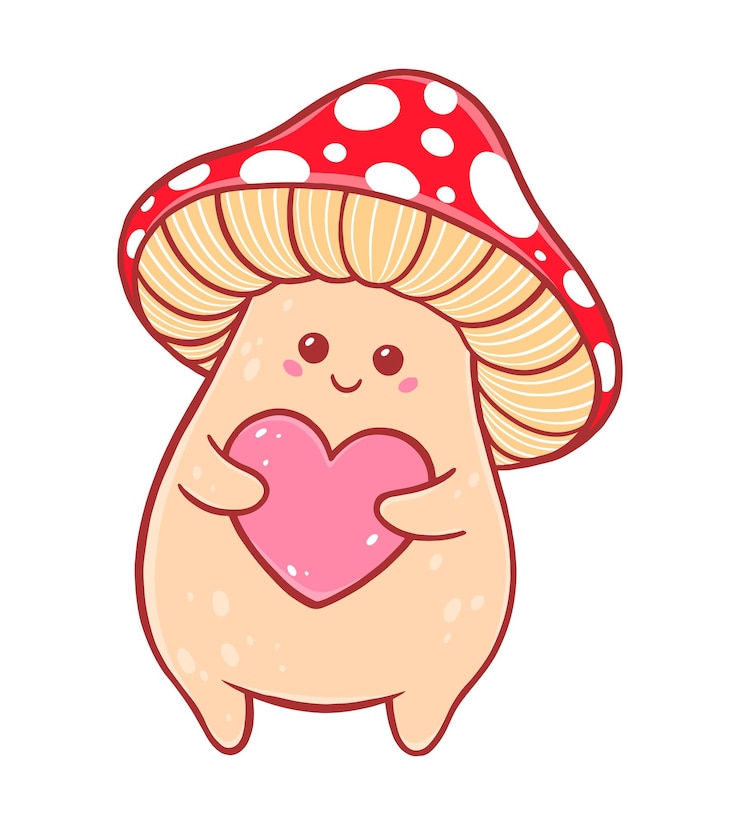 Vector cute smiling cartoon fly agaric mushroom vector illustration