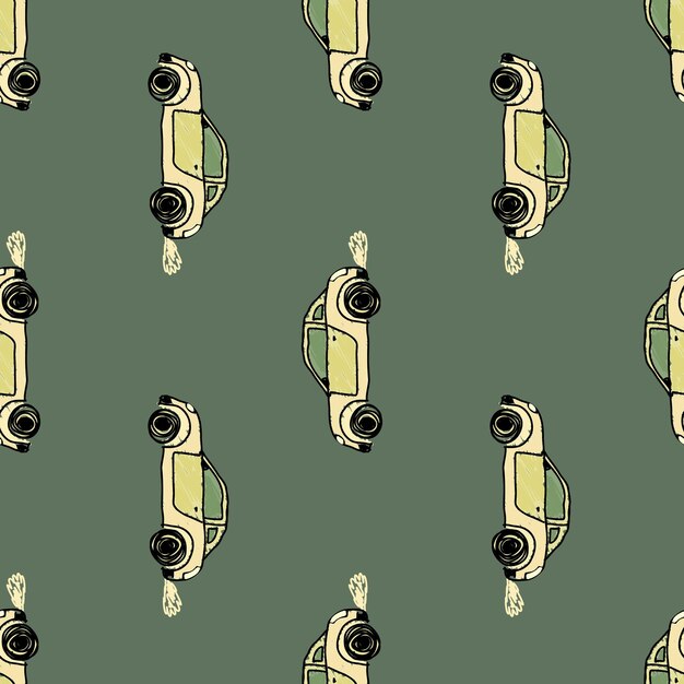 Cute sportcar seamless pattern Transport wallpaper Kids hand drawn automobile background