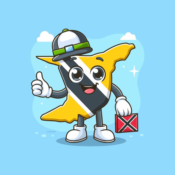 Vector cute trinidad and tobago map cartoon vector icon illustration animal holiday icon concept isolated