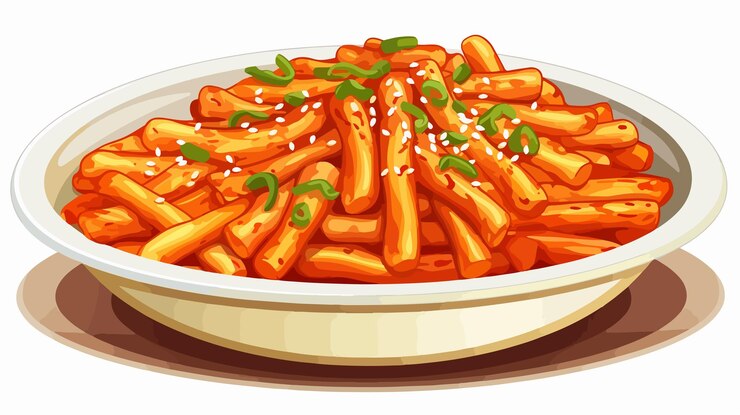 Vector cute tteokbokki noodle vector character design