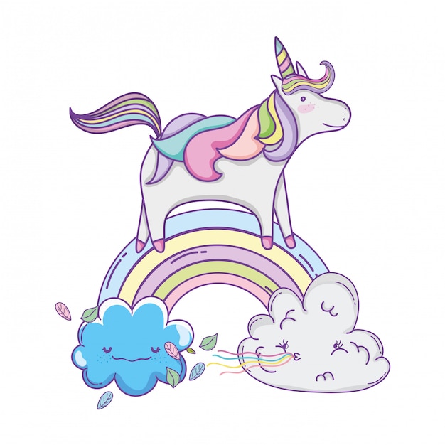 cute unicorn and clouds
