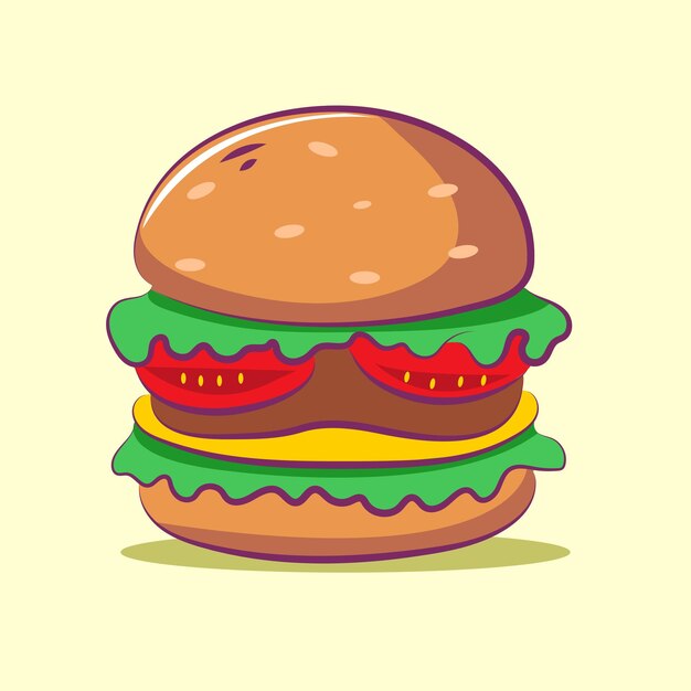cute vector burger is flying for elements clipart and sticker