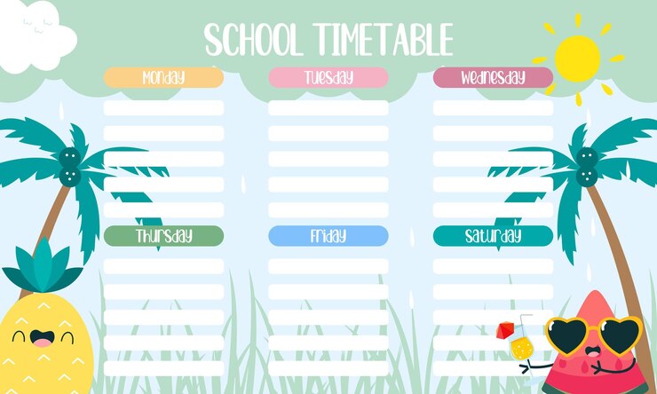 Vector cute weekly planner backgroundvector illustration for kid and baby