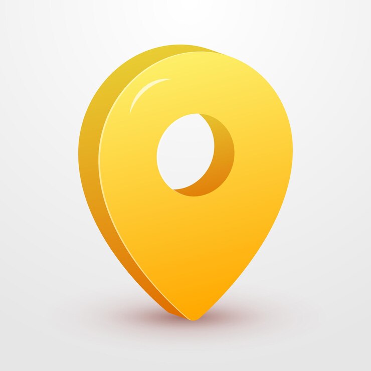 Cute yellow location 3d icon 3d render cartoon style vector