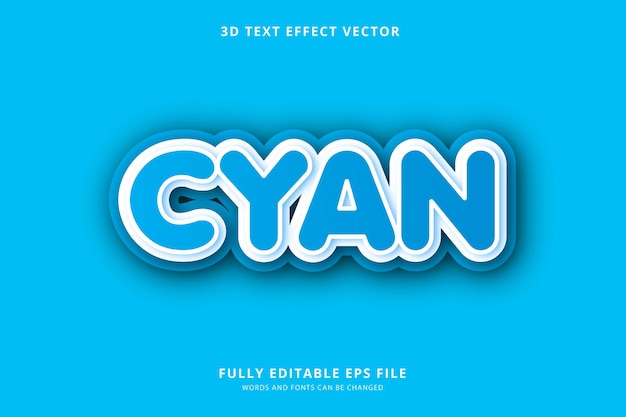 Cyan 3D Text Effect Vector Fully Editable Hight Quality