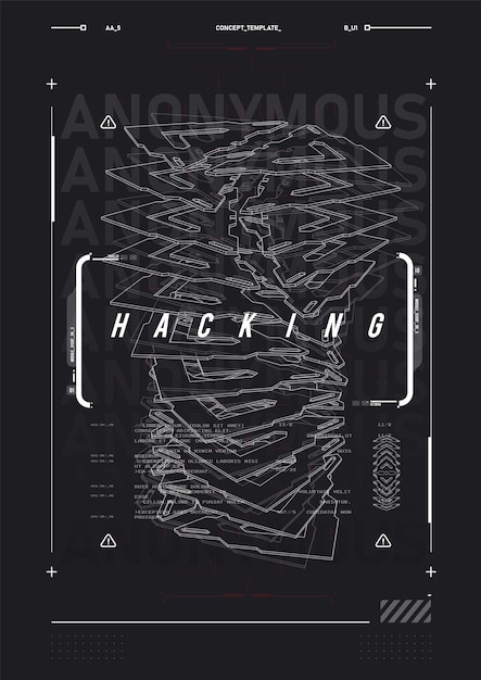 Cyber futuristic poster Tech Abstract poster template with HUD elements
