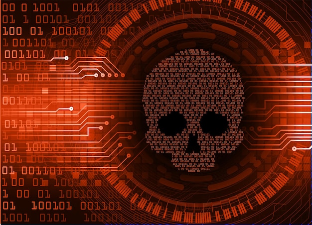 cyber hacker attack background skull vector