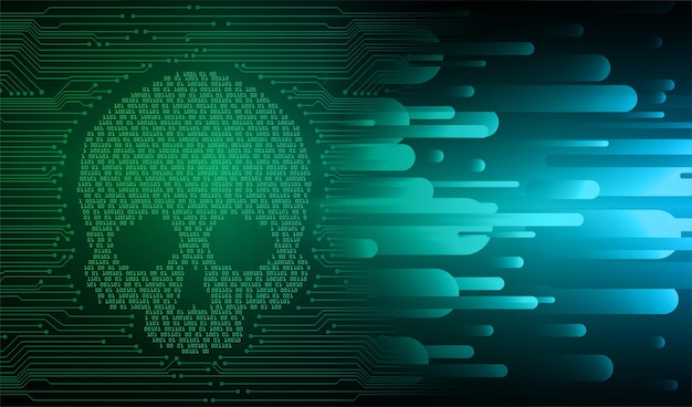 cyber hacker attack background skull vector