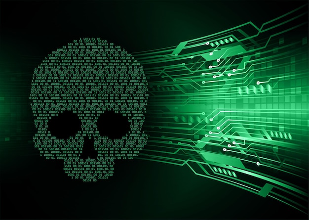 cyber hacker attack background, skull vector