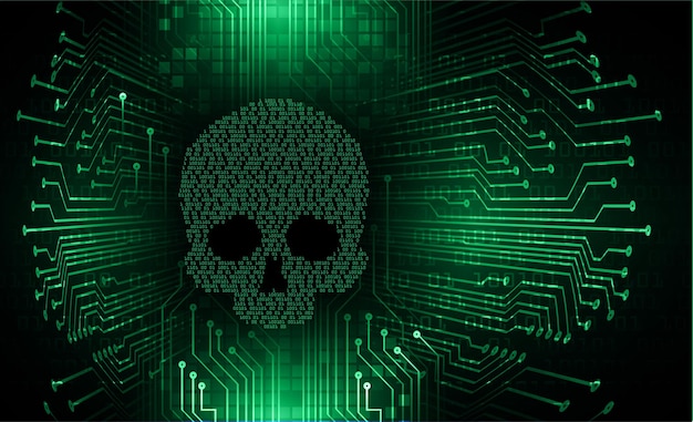 cyber hacker attack background skull vector