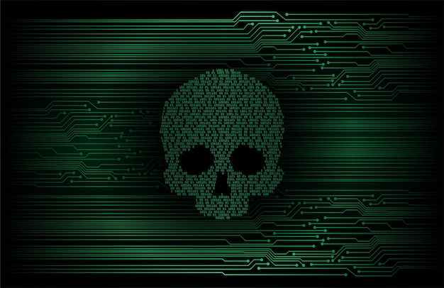 cyber hacker attack background skull vector