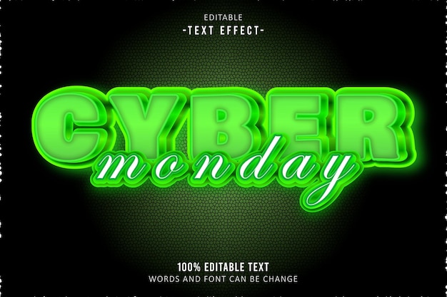 cyber monday editable text effect 3d emboss neon style