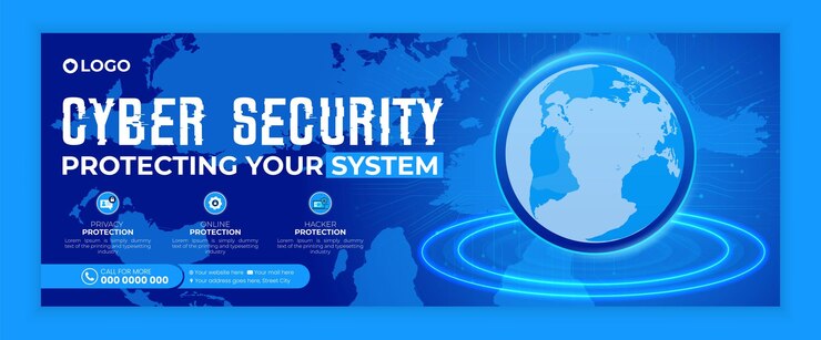 Vector cyber security modern facebook cover book cover or cyber icon template