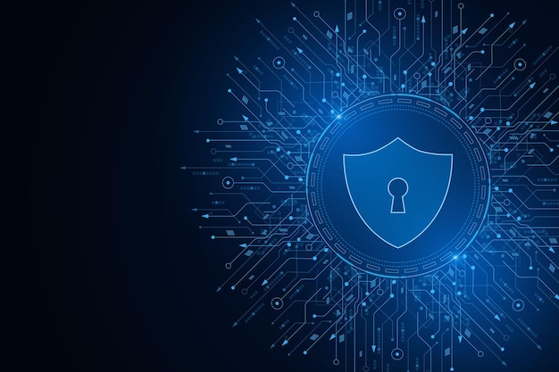 cyber security technology concept  shield with keyhole icon   personal data