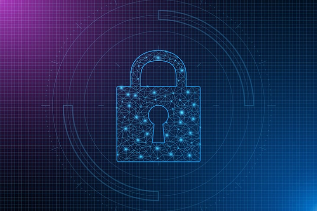 cyber security technology concept shield with keyhole icon personal data