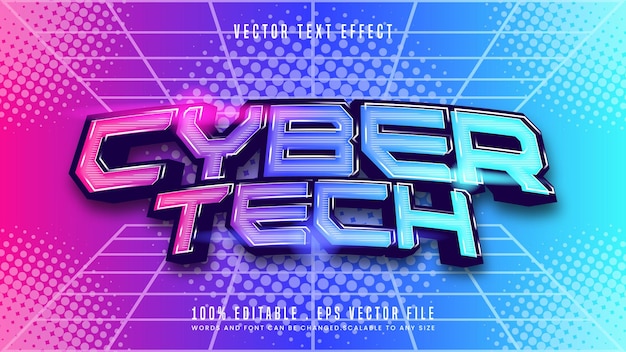 Cyber tech 3d editable text effect font style