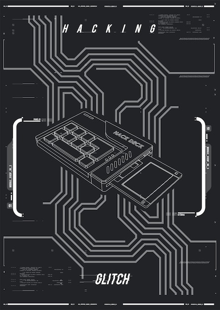 Cyberpunk retro futuristic poster Abstract cosmic shapes Digital design elements hud style Trendy shapes in cyberpunk style Bar labelsinfo box bars