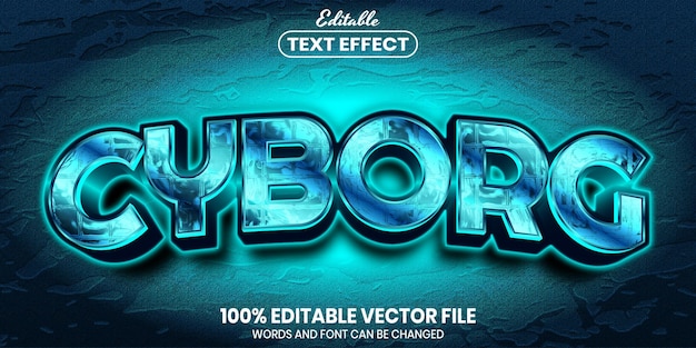 cyborg text, font style editable text effect