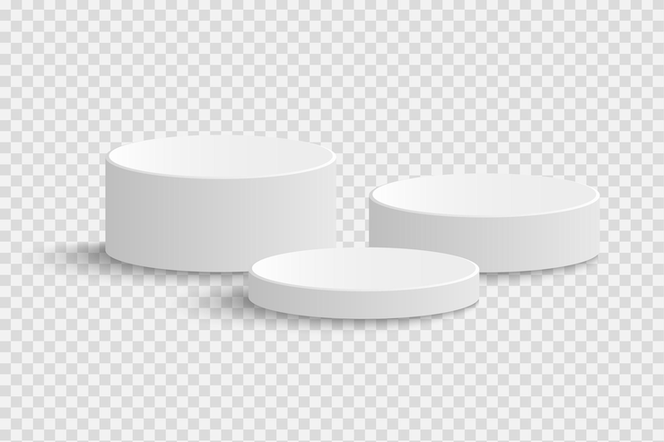 Vector cylindrical podium of different sizes round podium stage
