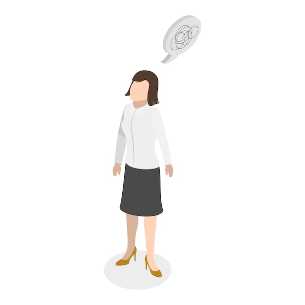 D isometric flat vector illustration of human personality feelings psychological mindsets item