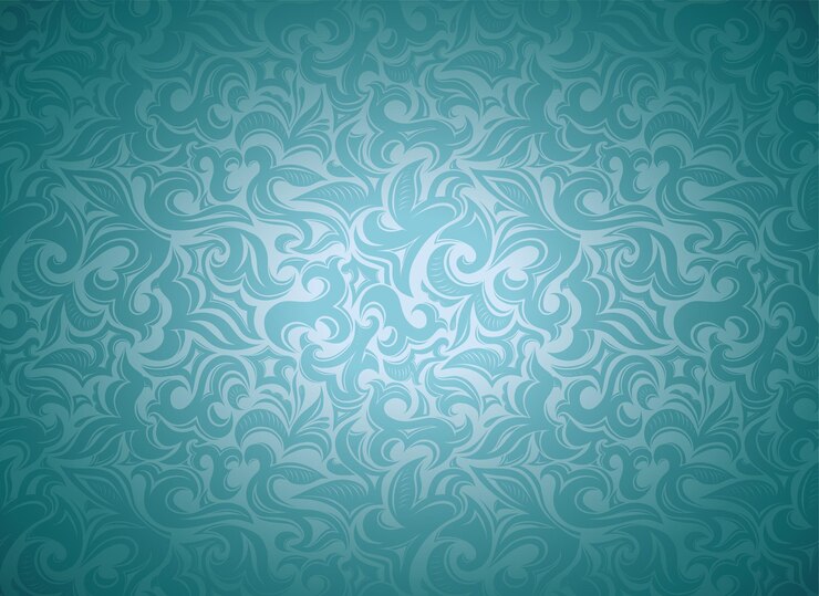 Vector damask vintage turquoiseaqua blue cyanic aquamarine background with floral elements in gothic style
