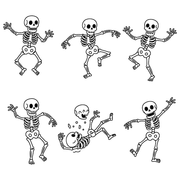 Dancing Skeleton Cartoon Set