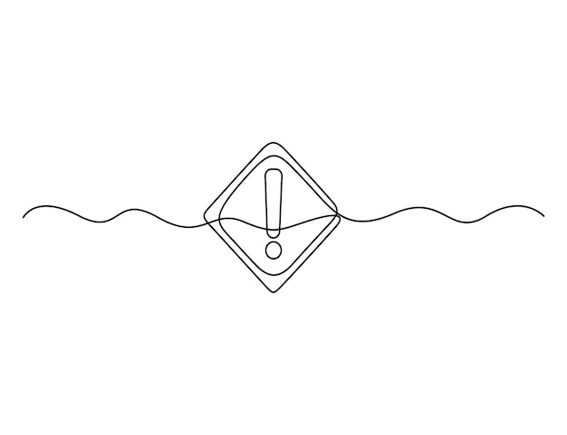 Danger sign caution Stop alert attention Continuous one line vector illustration