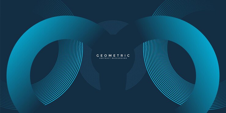Dark blue abstract background with glowing geometric lines Modern shiny blue