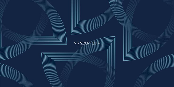 Dark blue abstract background with glowing geometric lines Modern shiny blue