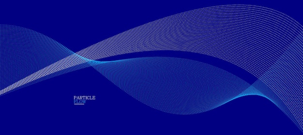 Dark blue airy particles flow vector design abstract background with wave of flowing dots