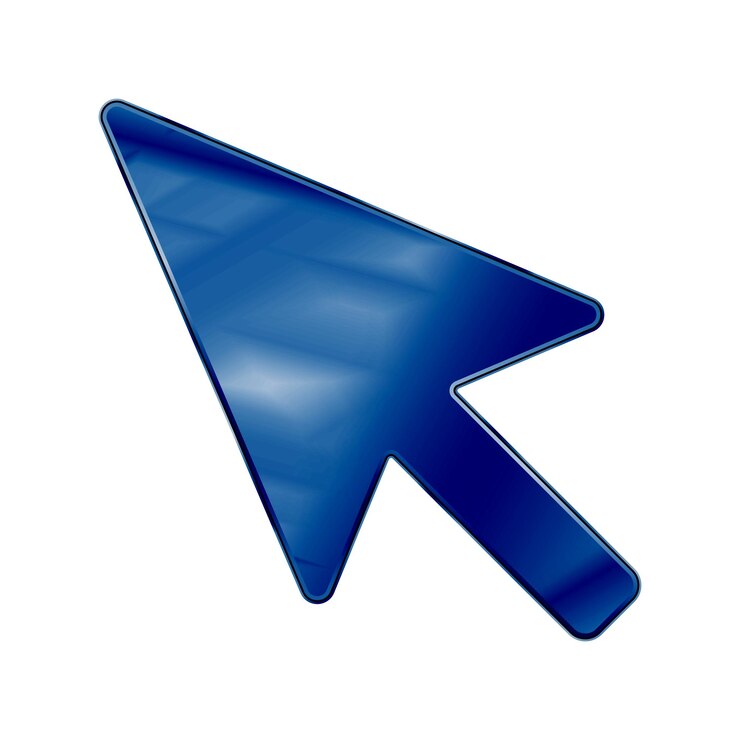 Vector dark blue colored metal chrome web icon arrow cursor