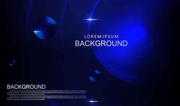 Dark composition with a gradient of blue abstract round frame with arcs