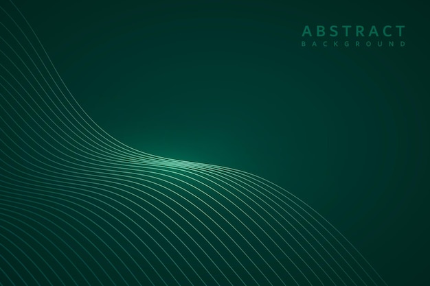 dark green abstract background with realistic sparkling transparent line waves