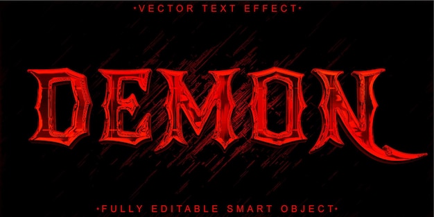 dark red demon horror vector fully editable smart object text effect