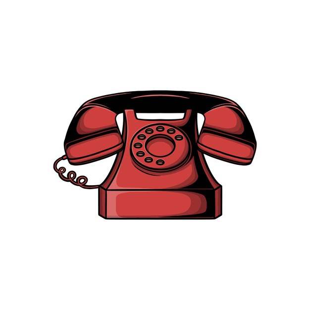 Dark red telephone vector illustration