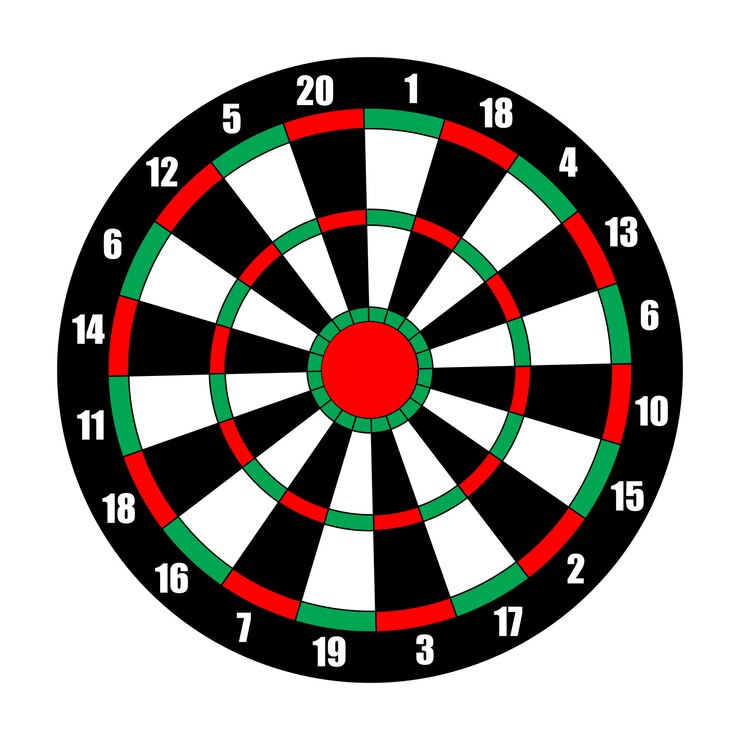 Vector dart board. dart target isolated on white.